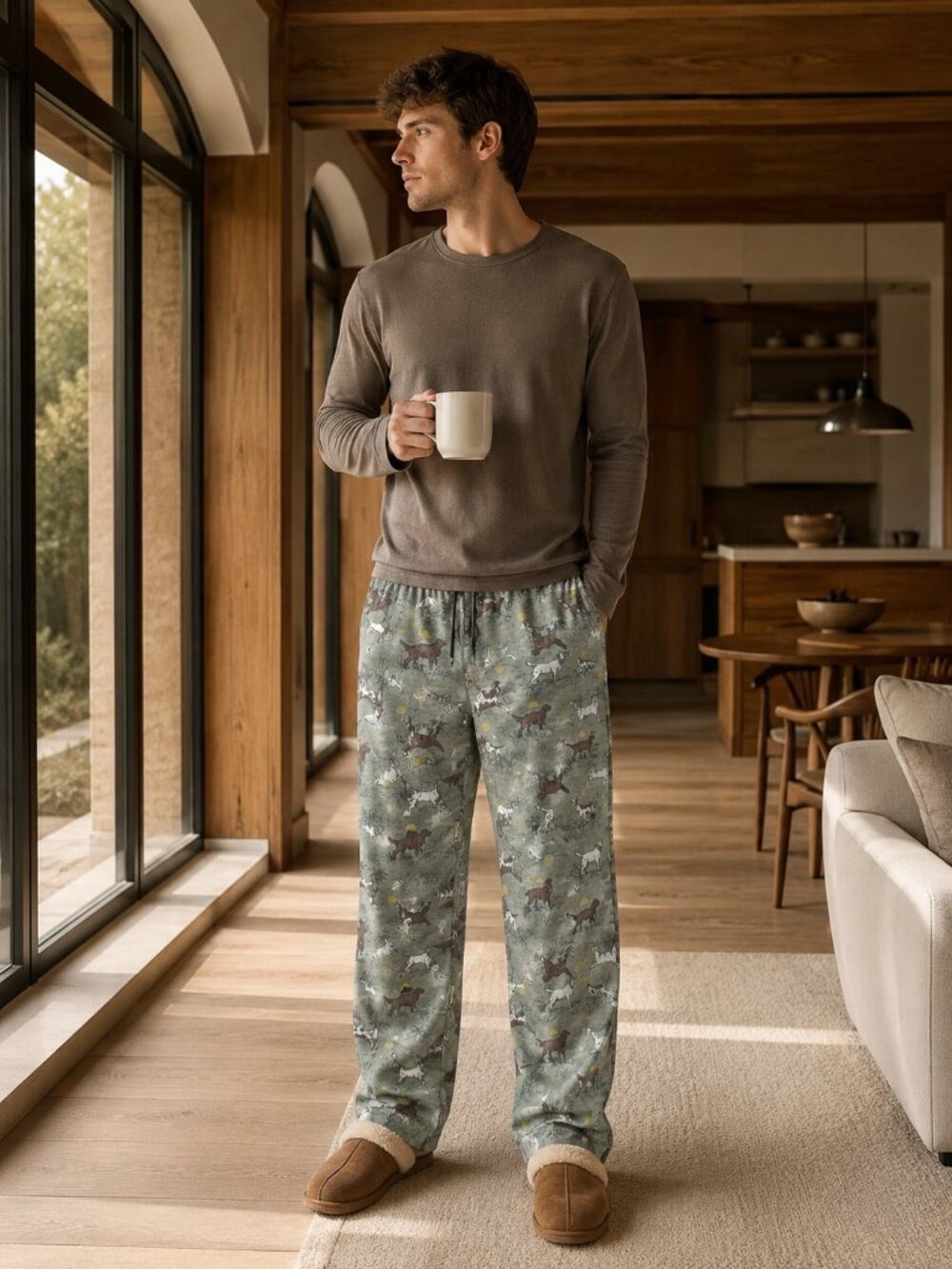 Duluth Trading Co Men's M x 32 Dog Print Pajama Pants Cotton Lounge PJs